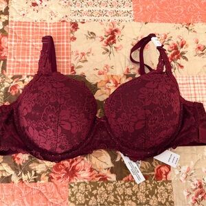 Victoria's Secret Burgundy Lace Underwire Bra